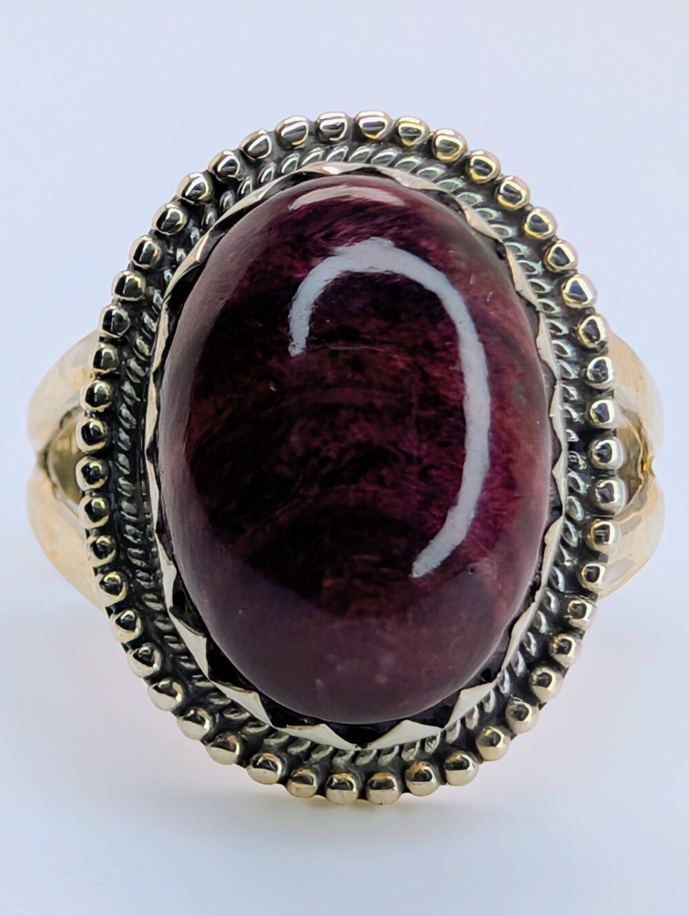 Purple Spiny Oyster Native Signed S925 Sterling Silver Ring Size 7 1/4